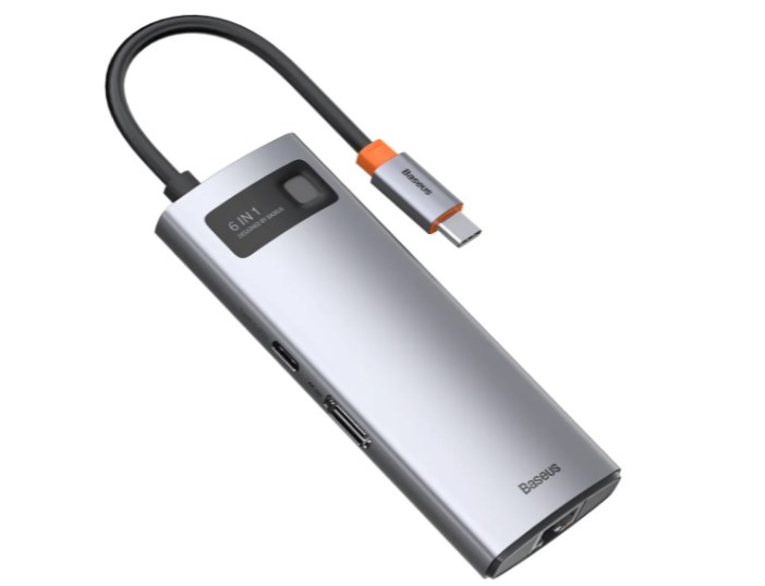 Фото 5. Переходник 6 в 1 USB Type-C Хаб Baseus Metal Gleam Series, USB-C to 3x USB 3.0 HDMI PD