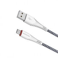 Кабель USB TO TYPE-C Borofone BX25 Powerful 3A, 1M, Nylon, TPE Connectors, White
