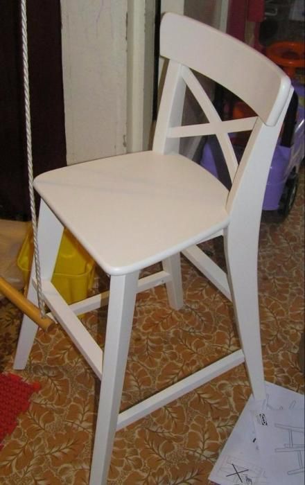 Фото 3. Классный детский высокий стул (белый) новый ИКЕА ИНГОЛЬФ