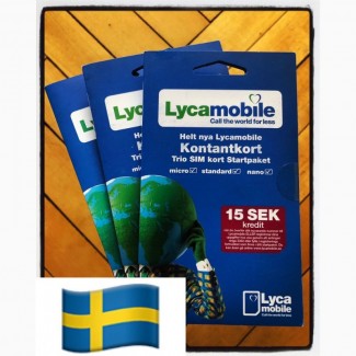 Сим Lycamobile Швеция Европа роуминг/прием смс/регистрация аккаунтов
