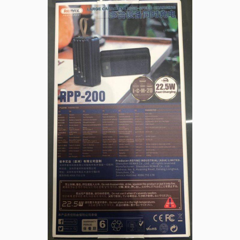 Фото 11. Аккумулятор внешний универсальный Remax RPP-266 80000 mAh PD+QC3 Power Bank 22.5W