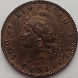 Аргентина 2 сентаво 1890 год дм. 29, 5 мм, вес 9, 86 г