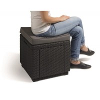 Голландський пуфик из искусственного ротанга Cube With Cushion