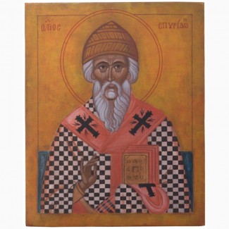 Продам рукописную православную икону «Святой Спиридон» (список с иконы XIV века)
