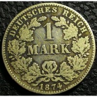 Германия 1 марка 1874 Е год, серебро! СОСТОЯНИЕ