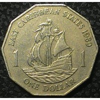 Карибы 1 доллар 1989 год