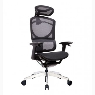 Кресло офисное ERREVO UNO в черном цвете, спинка/сетка, сидение/сетка, полированное
