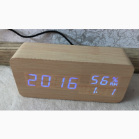 Цифровые часы VST 862S декорированы под дерево Blue Часы деревянные LED подсветкой Vst862