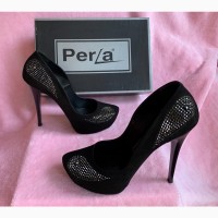 Туфли замшевые La Perla с камнями Swarovski черные 37р. Италия