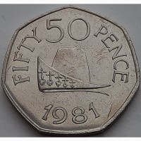 Гернси 50 пенсов 1981 год СОСТОЯНИЕ!!!!! е364