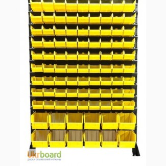 Стеллажи для пластиковых ящиков в желтом цвете под метизы Арт 701, 702