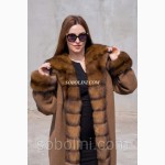 Восхитительное пальто из кашемира с шикарным мехом соболя, длина 110 см