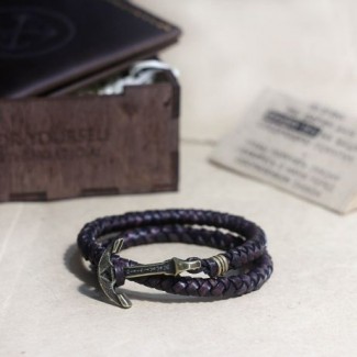 Подарочный набор для мужчины: мужской кошелёк + кожаный браслет