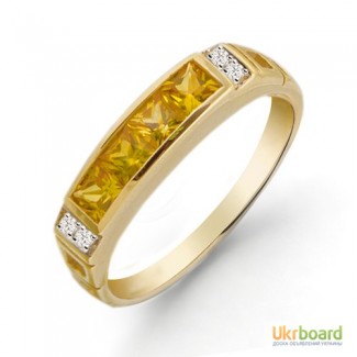 Золотое кольцо с сапфирами и бриллиантами 16,5 мм. НОВОЕ Натуральные камни!