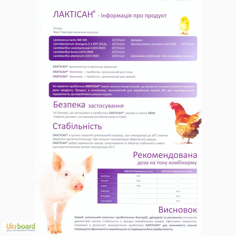 Фото 2. Lactisan (JHJ, Польща) - новий пробіотик для свиней, ВРХ, курей та ін. приці