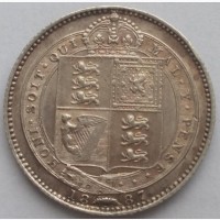 Англия 1 шиллинг 1887 год серебро