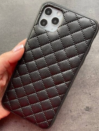 Чехол iPhone Quilted Leather Case iPhone XS Max X/Xs чорний еко-шкіра шалено мяка приємна