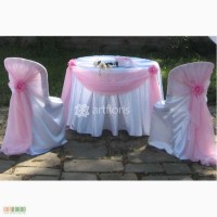 Свадебная драпировка стульев, столов, украшение тканью на свадьбу
