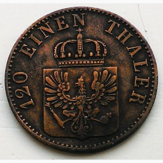 Германия 3 пфеннига 1860 год ОТЛИЧНЫЙ СОХРАН