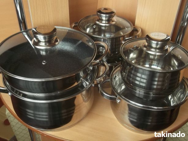 Набор посуды из нержавеющей стали Германия 9-ти слойное дно+подарок фен