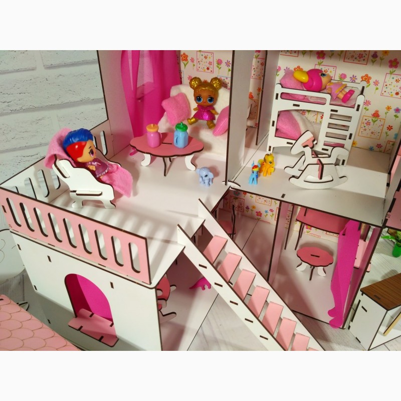 Фото 10. Деревянный кукольный домик для кукол Лол Солнечная Дача, 3 этажа