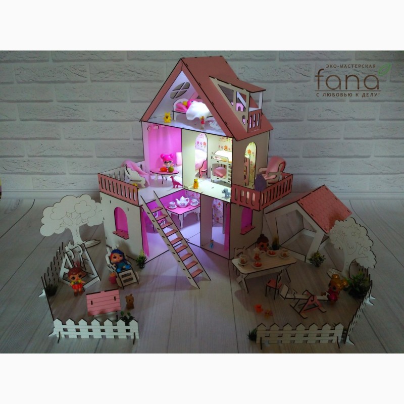 Фото 2. Деревянный кукольный домик для кукол Лол Солнечная Дача, 3 этажа