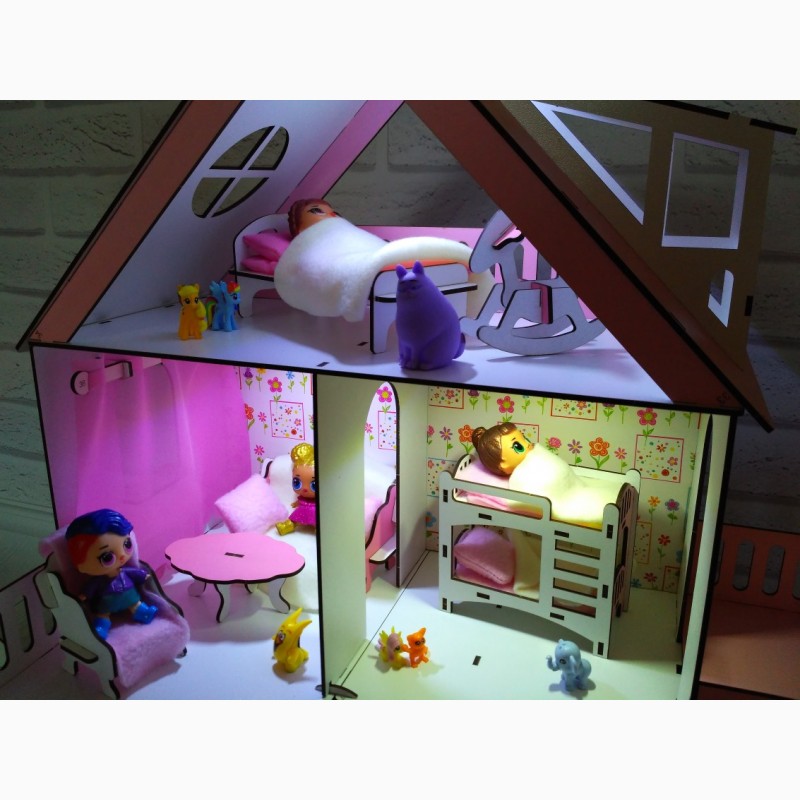 Фото 3. Деревянный кукольный домик для кукол Лол Солнечная Дача, 3 этажа