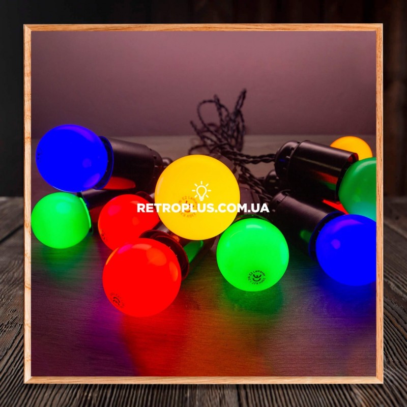 Фото 4. Ретро гирлянда Эдисона с разноцветными лампами 1.2Вт - гірлянда