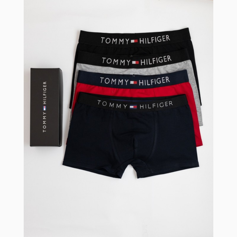 Мужские боксеры подарочный набор трусов 4 шт Tommy Hilfiger Н3062 в коробке хлопок TH
