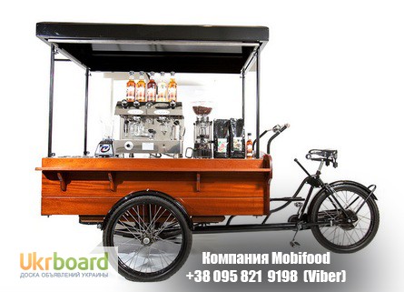 Велотележка для мобильной кофейни и быстрой еды