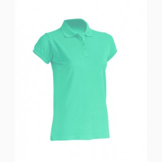 Женская футболка поло светло-зеленая 100% хлопок