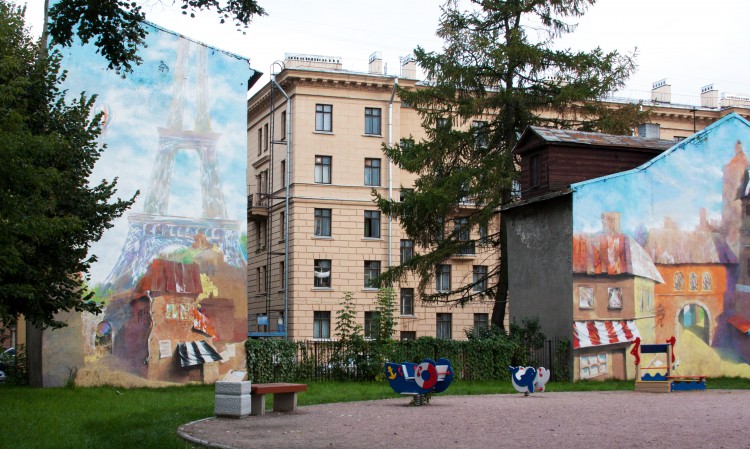 Фото 3. Художественное оформление фасадов зданий в стиле мурал-арт по Украине