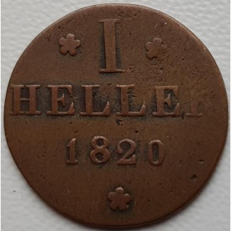 Франкфурт 1 геллер 1820 год РЕДКАЯ