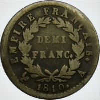Франция 1/2 франка 1810 год СЕРЕБРО! ОЧЕНЬ РЕДКАЯ