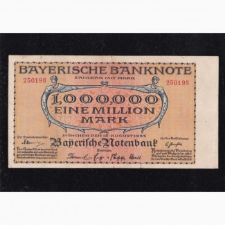 1 000 000 марок 1923г. Бавария. 250198. Германия