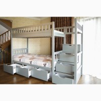 Деревянная двухъярусная кровать Владимир со ступеньками в детскую комнату