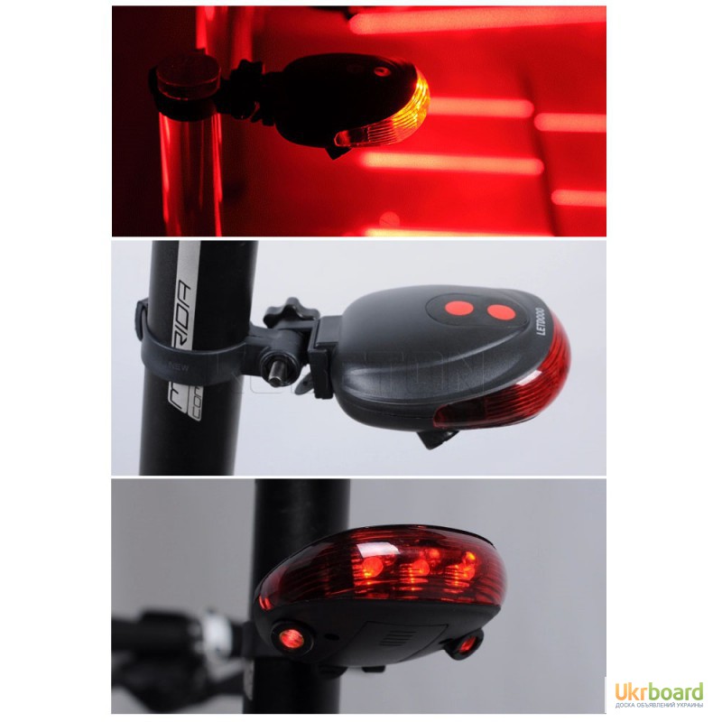 Фото 4. Задний вело фонарь 5 LED с двумя лазерами велосипед габарит моргалка