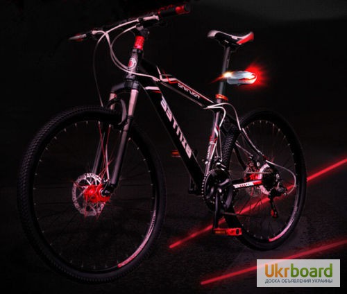 Фото 7. Задний вело фонарь 5 LED с двумя лазерами велосипед габарит моргалка