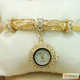 Киев.Женские часы-браслет Pandora, браслет с часами Пандора (золотые)