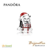 Оригинал шарм рождественский котенок Pandora 792007EN39