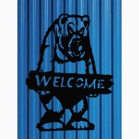 Декоративная табличка Медведь “ WELKOME” 750x560 mm