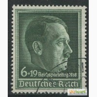 Почтовая марка. Adolf Hitler. Deutsches Reich. 6+19 pfg. 1938г. SC 664. USED