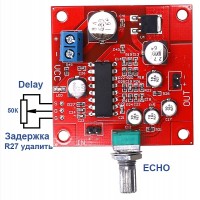 Плата ревербератора с эффектом ECHO и DELAY на микросхеме PT2399