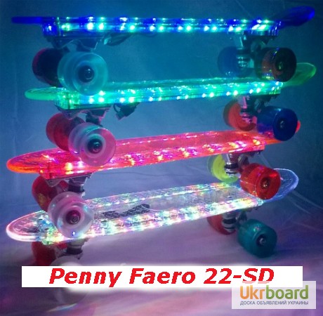 Фото 3. Скейт Penny Board 22-SD прозрачная светящаяся дека пенни лонгборд Cruiser Fish Line