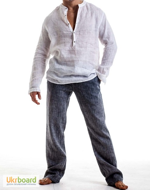 Мужская льняная рубашка, брюки, шорты