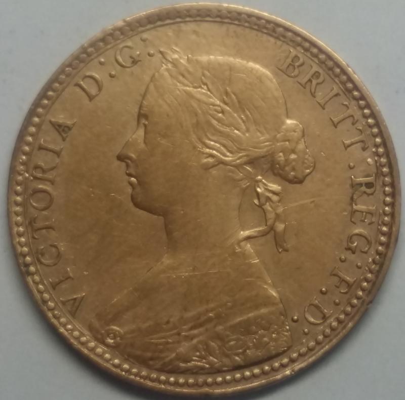 Фото 3. Англия 1/2 пенни 1860 год СОХРАН