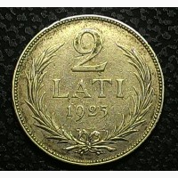Латвия 2 Лат 1925 г Серебро, 27 мм, вес 10 г СОСТОЯНИЕ