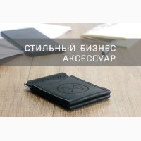 Винтажный Зажим для Денег кожаный с отделениями для карт + Подарок