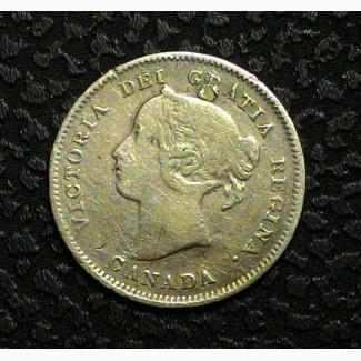 Канада 5 центов 1897 год серебро! НЕ ЧАСТАЯ