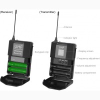UHF беспроводная петличная радиосистема XTUGA 30 каналов до 50m аудимонитор